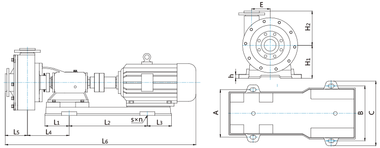 UHB-UF系列耐腐耐磨泵安裝尺寸表