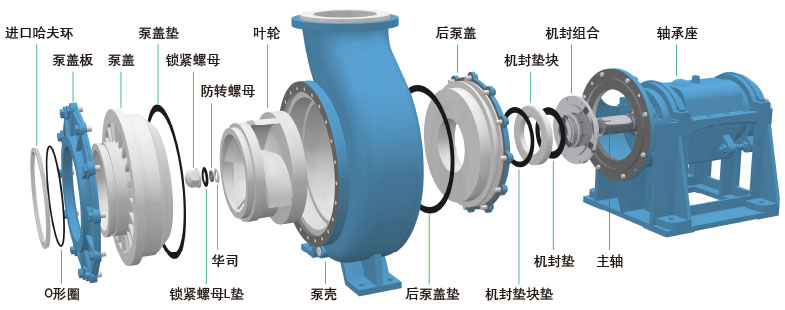UHB-Z系列脫硫循環(huán)泵立體結(jié)構(gòu)示意圖