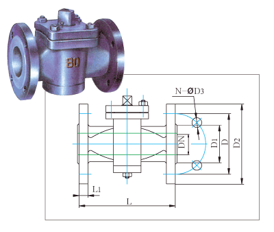 旋塞閥外型及結(jié)構(gòu)簡圖